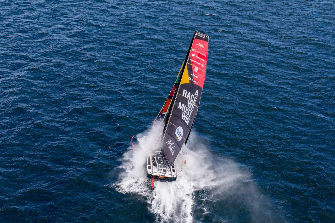 Malizia - Seaexplorer at the start of Leg 1 of The Ocean Race Europe 2025