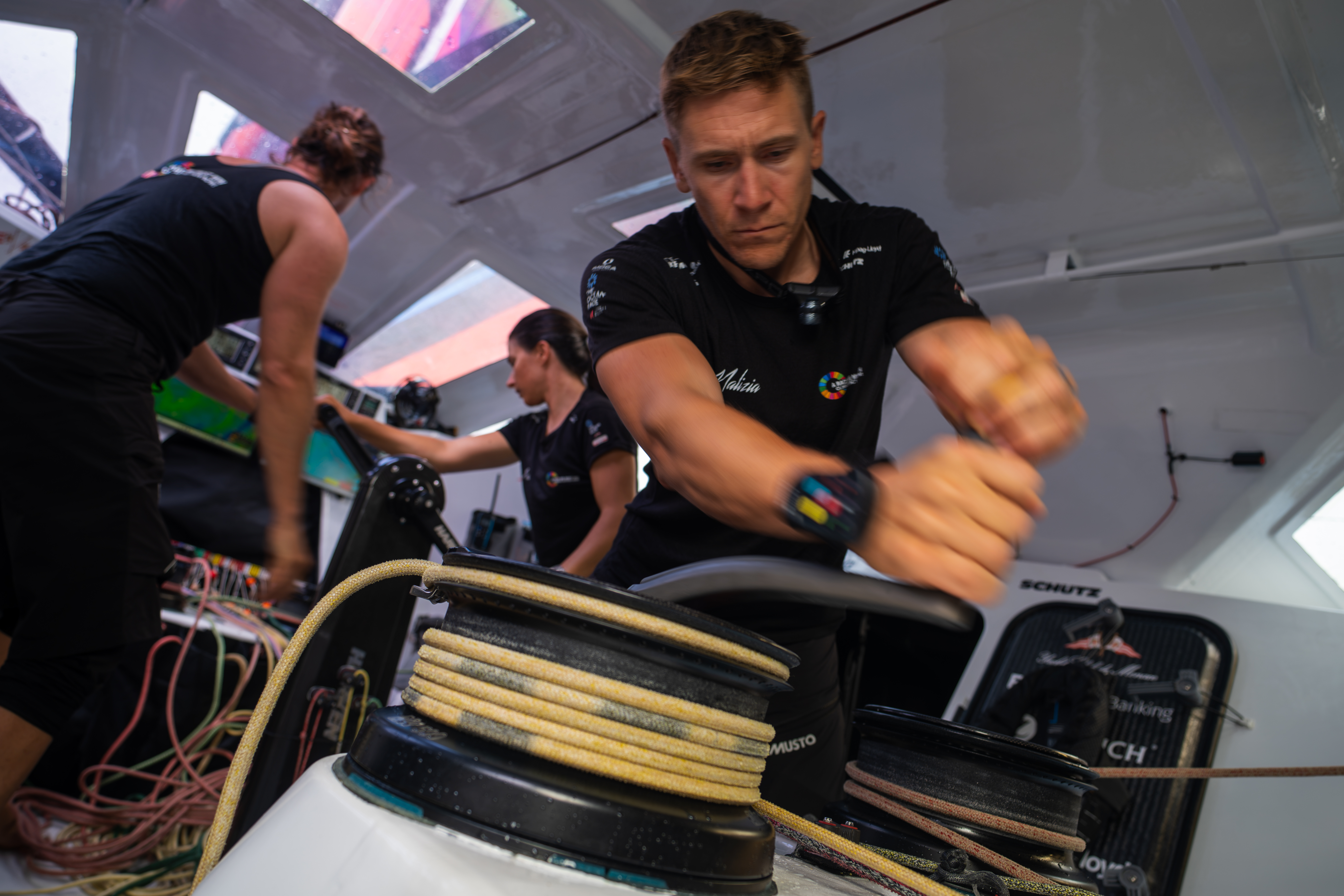 Will Harris sailing onboard Malizia 4