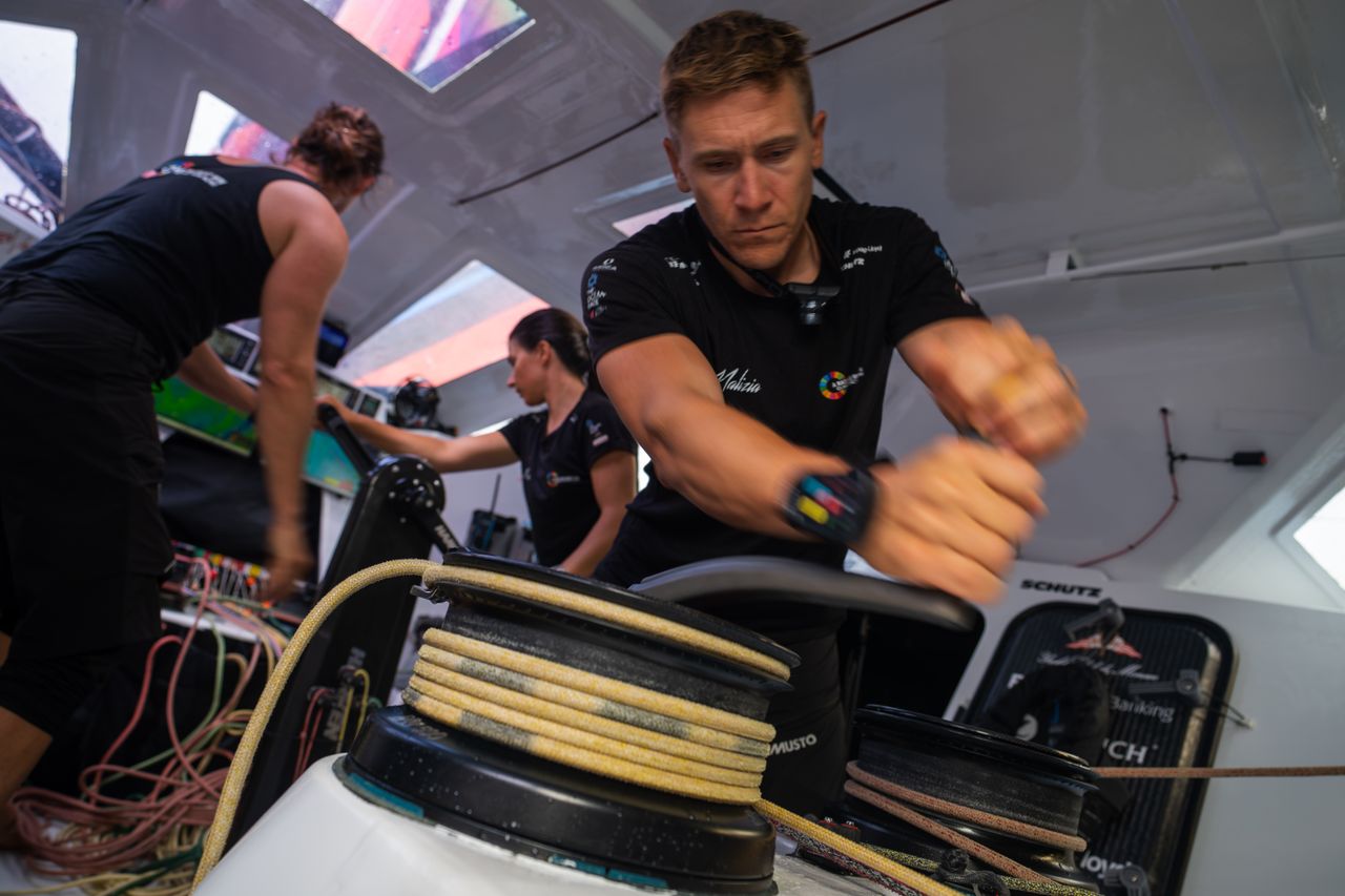 Will Harris sailing onboard Malizia 4