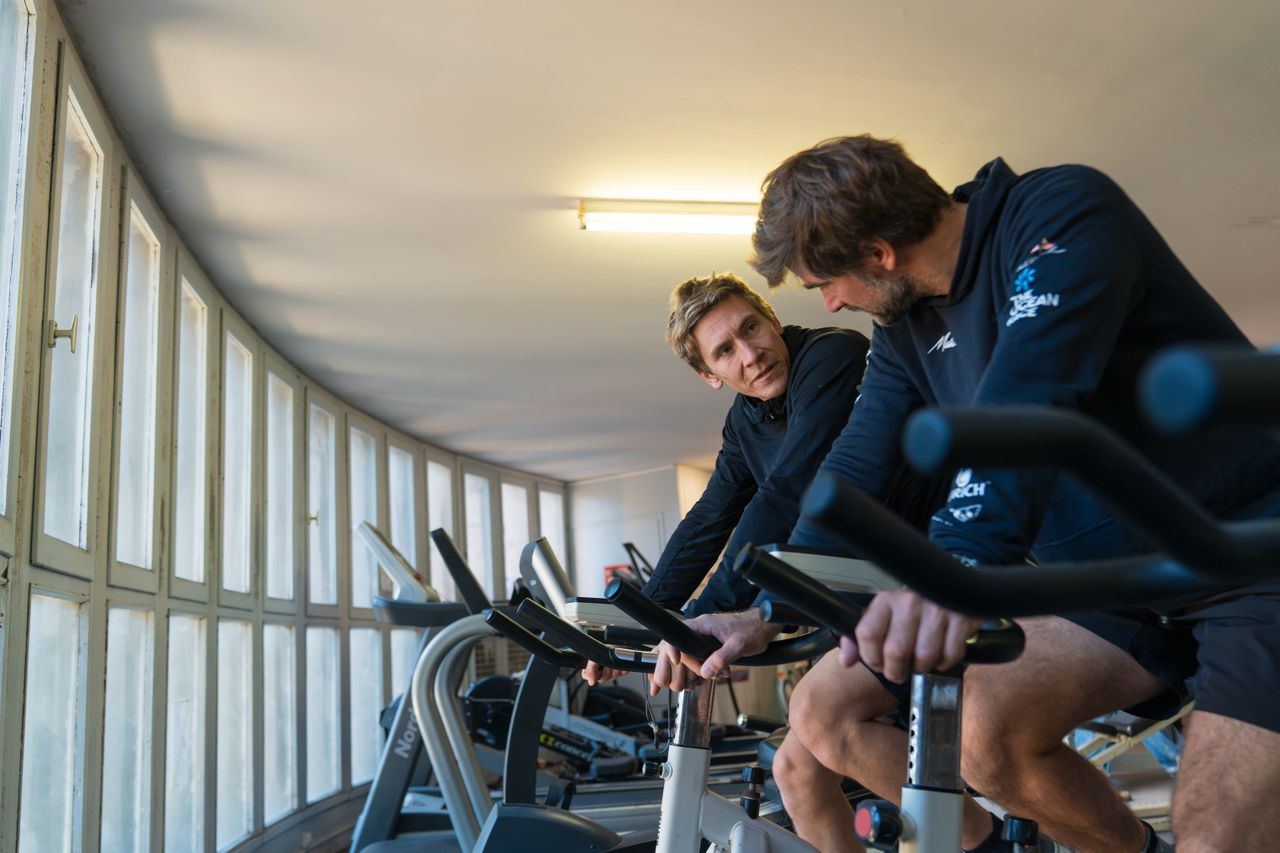 Will Harris and Boris Herrmann training together in Saint-Malo a few days before the German skipper sets sail solo onboard Malizia 4