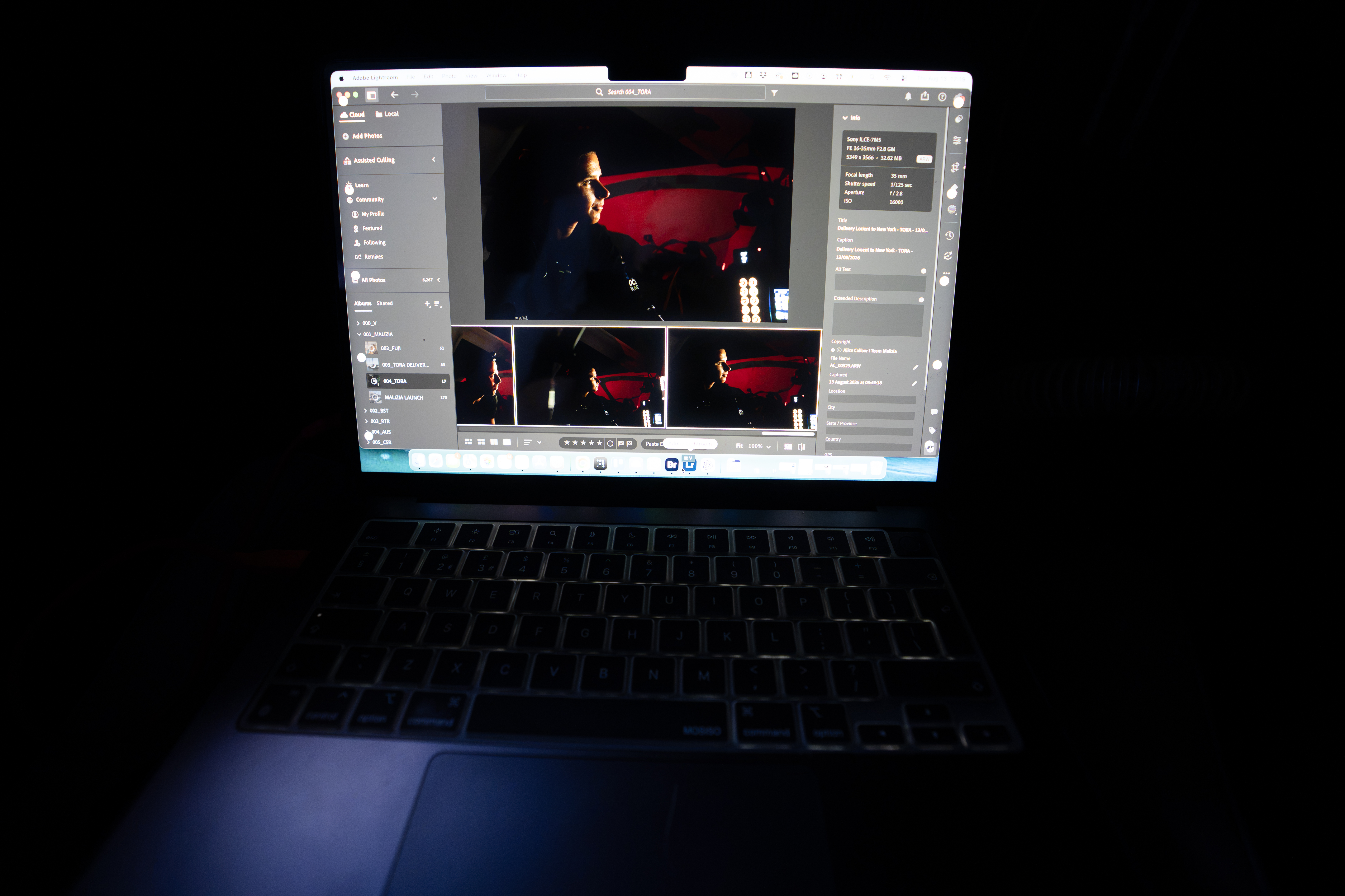 Alice working on her laptop onboard Malizia 4