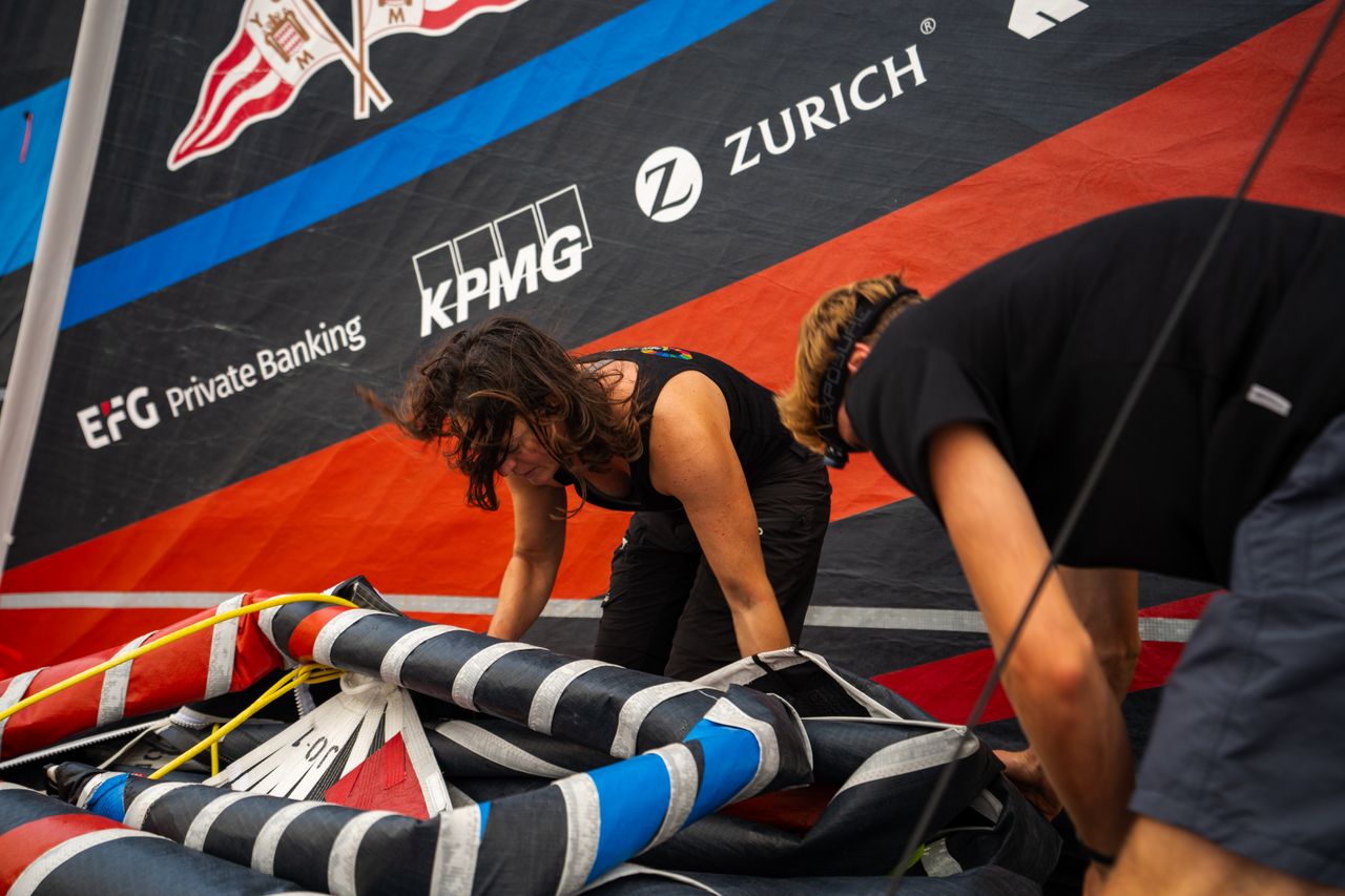 Sail change onboard Malizia 4