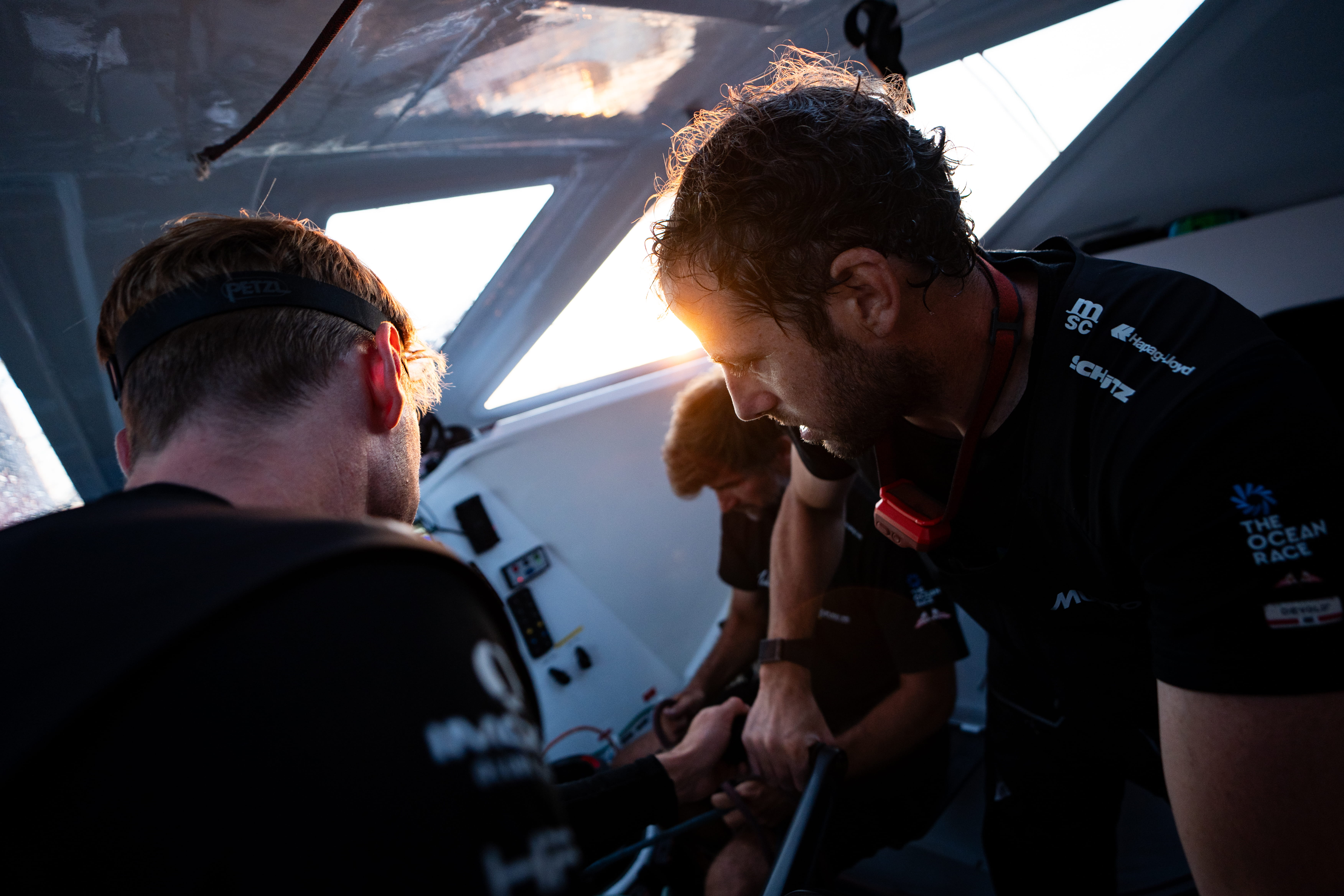 Co-skipper Julien Villion (right) will bring his navigation and weather routing expertise to the crew and race for the first time alongside Boris Herrmann (center)