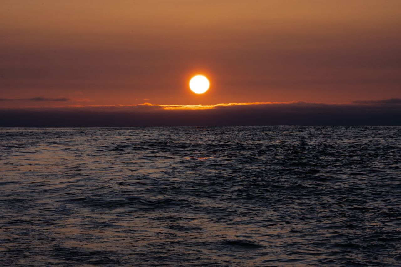 Sunrise onboard Malizia 4 during the delivery to New York