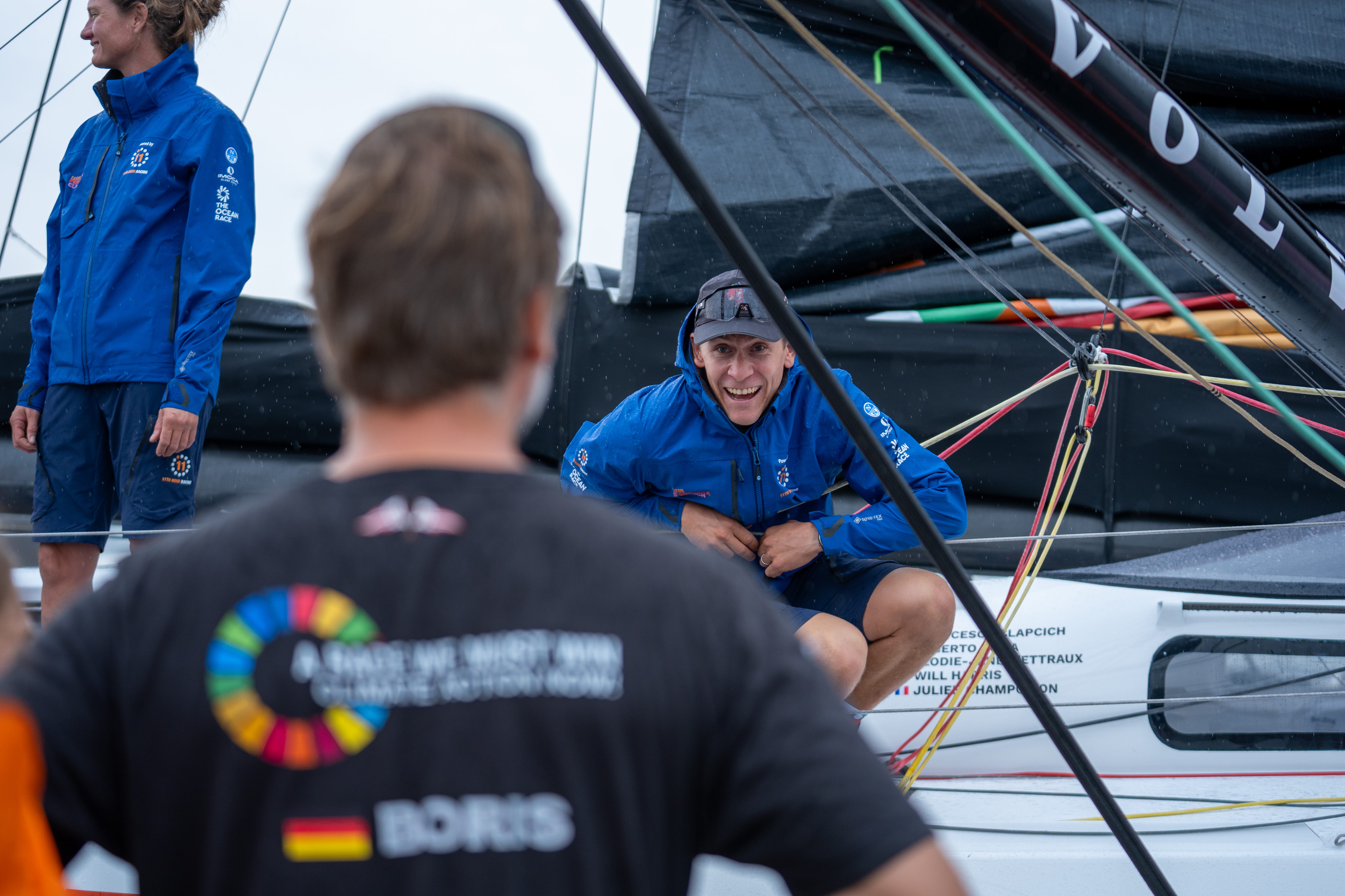 Boris Herrmann saying goodbye to his long-time co-skipper Will Harris who is sailing this race onboard their former Malizia - Seaexplorer (now 11th Hour Racing) before returning to Team Malizia for The Ocean Race 2027