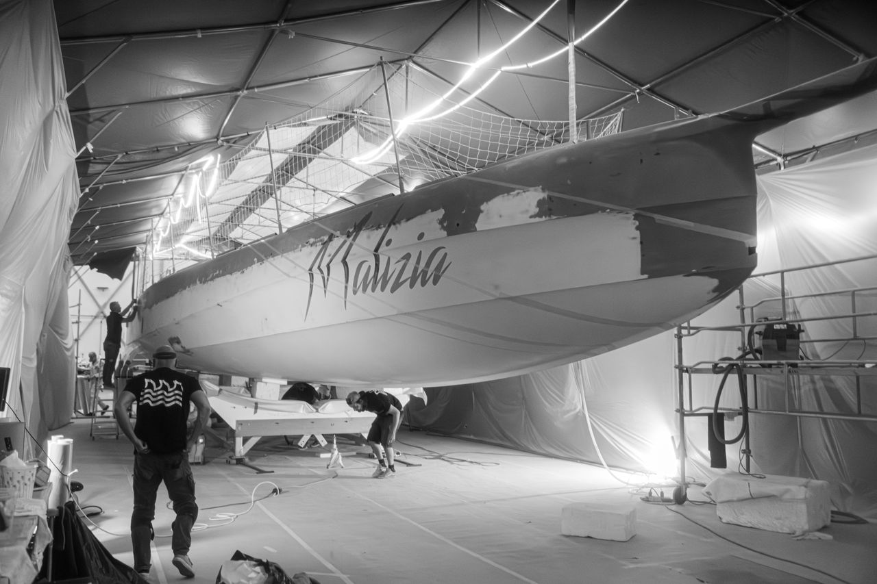Team Malizia's new IMOCA race yacht, to be launched on 6 July 2026 in Lorient (photo from May 2026)