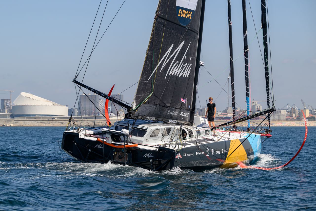 Malizia - Seaexplorer and co-skipper Loïs Berrehar in front of Matosinhos/Porto this 20 August 2025