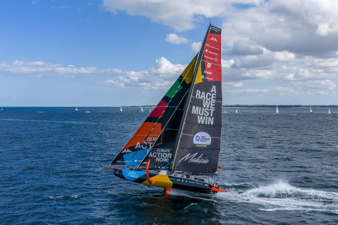 Team Malizia kicking off The Ocean Race Europe flying on home waters