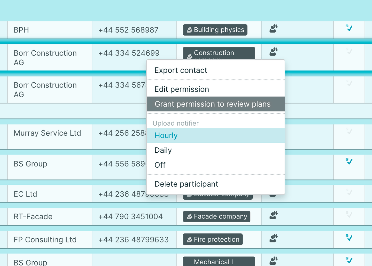PLANFRED Screenshot – Review permission