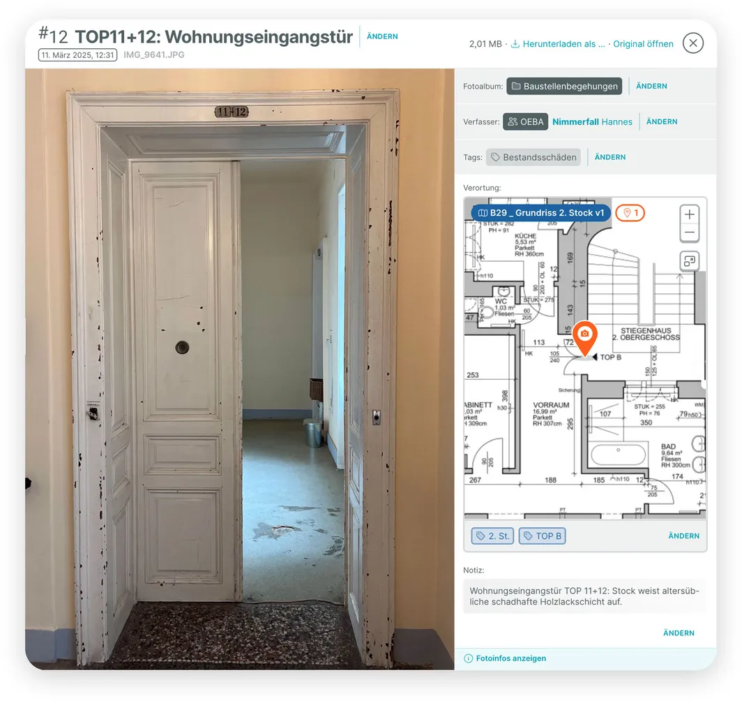 Neue PLANFRED-Funktion „FotoDok“ mit Verortung