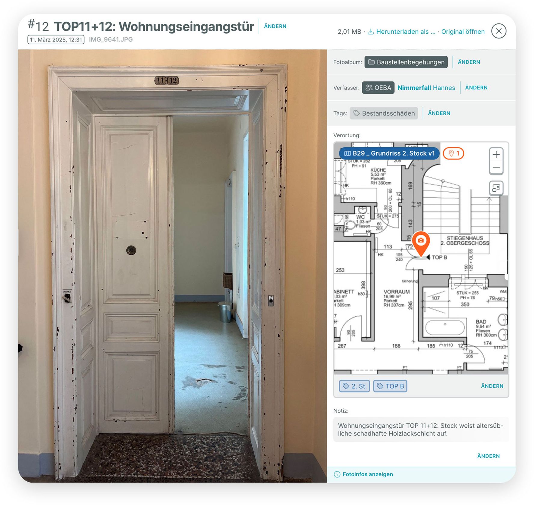 Neue PLANFRED-Funktion „FotoDok“ mit Verortung