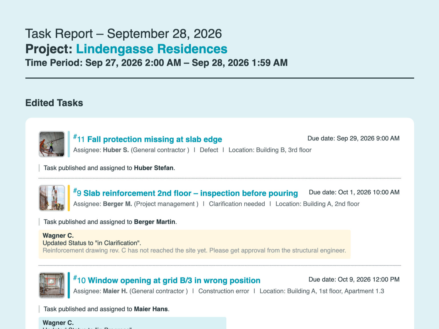 PLANFRED Screenshot – Task report