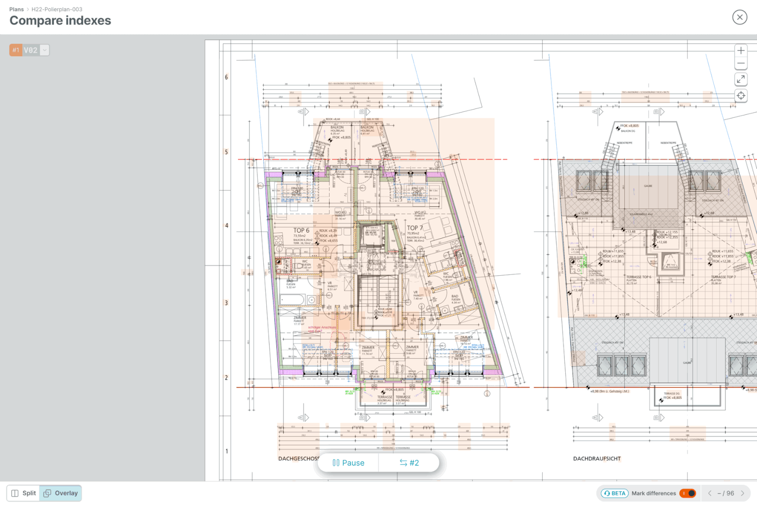 PLANFRED screenshot – Compare indexes (overlay view, animated)