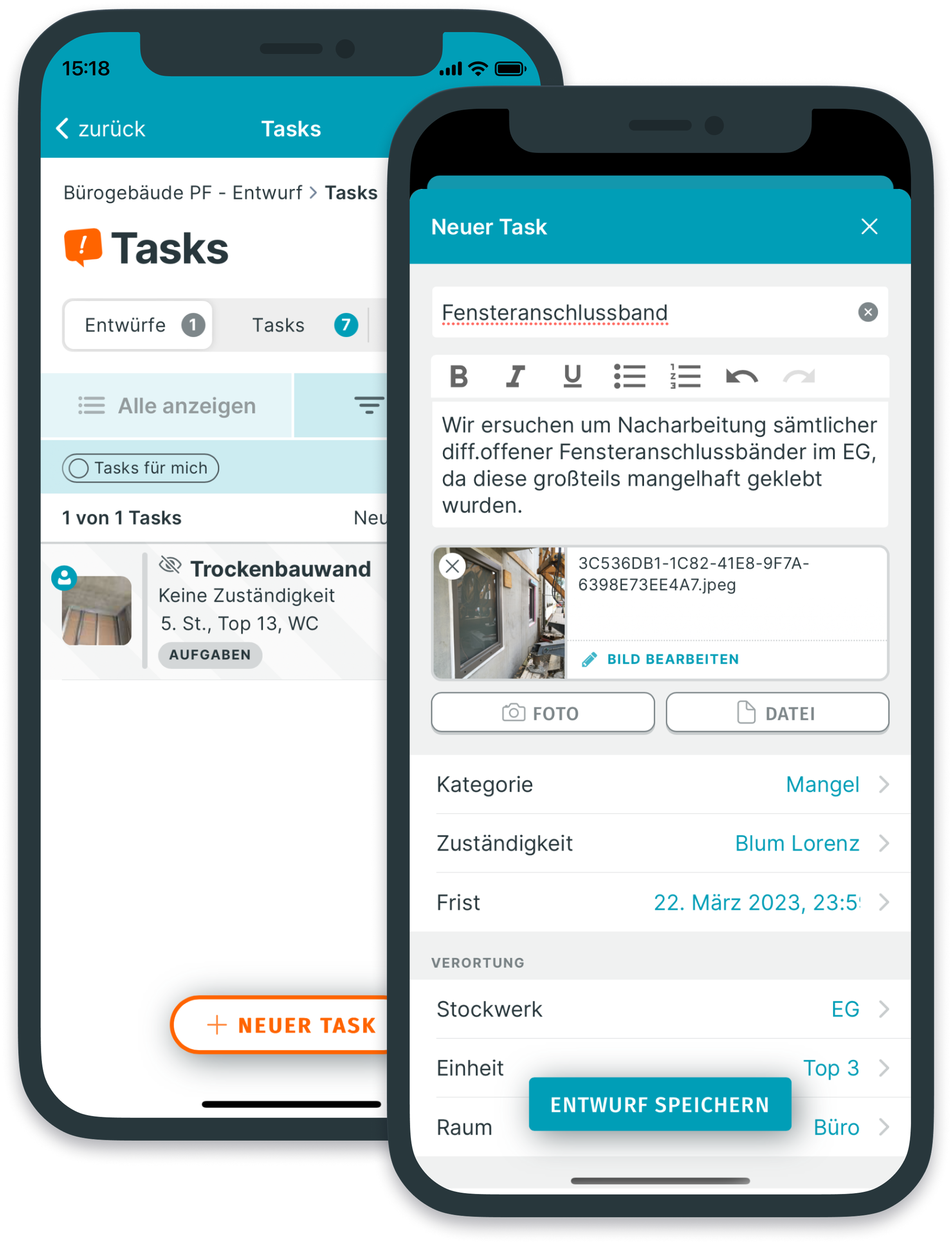 PLANFRED Screenshot – Neuen Task anlegen