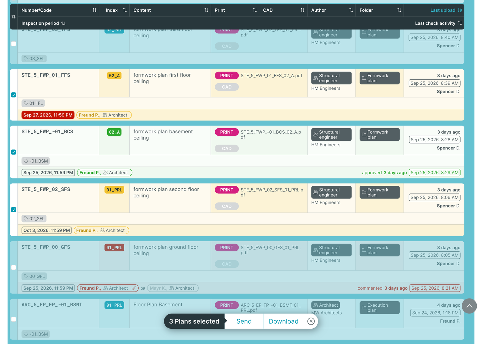 PLANFRED Screenshot – Plan multi send