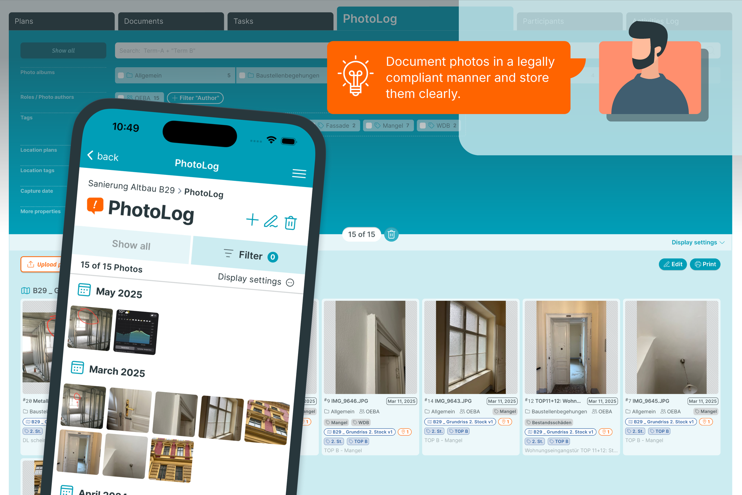 PLANFRED feature Photo documentation