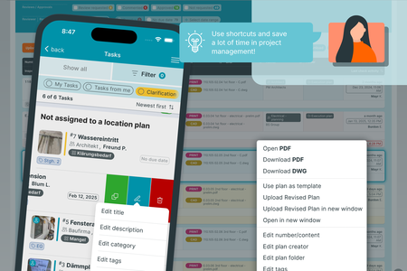 PLANFRED – Work efficiently with right-click and swipe