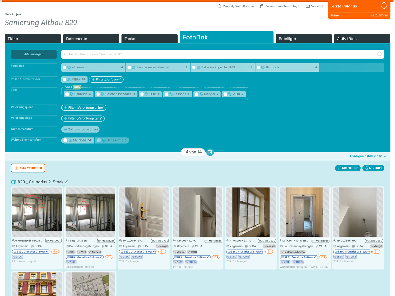 PLANFRED-Webapp – FotoDok-Liste