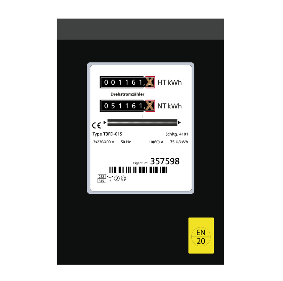 Ansicht des Zweitarifzählers