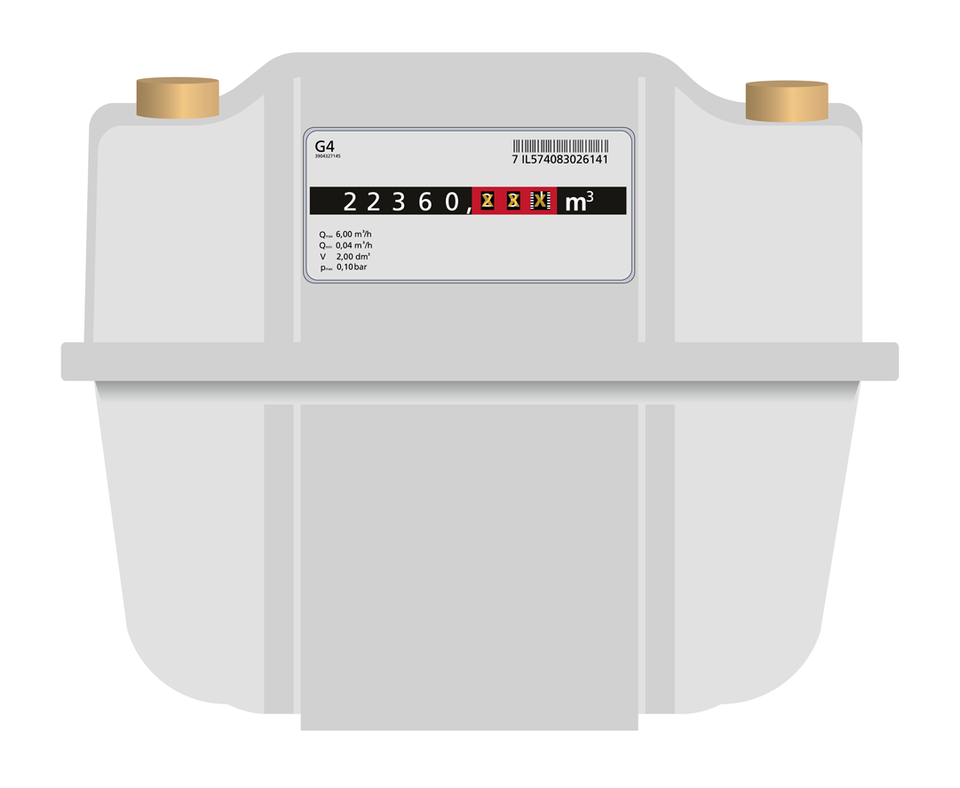 Ansicht des Barcode-Gaszählers