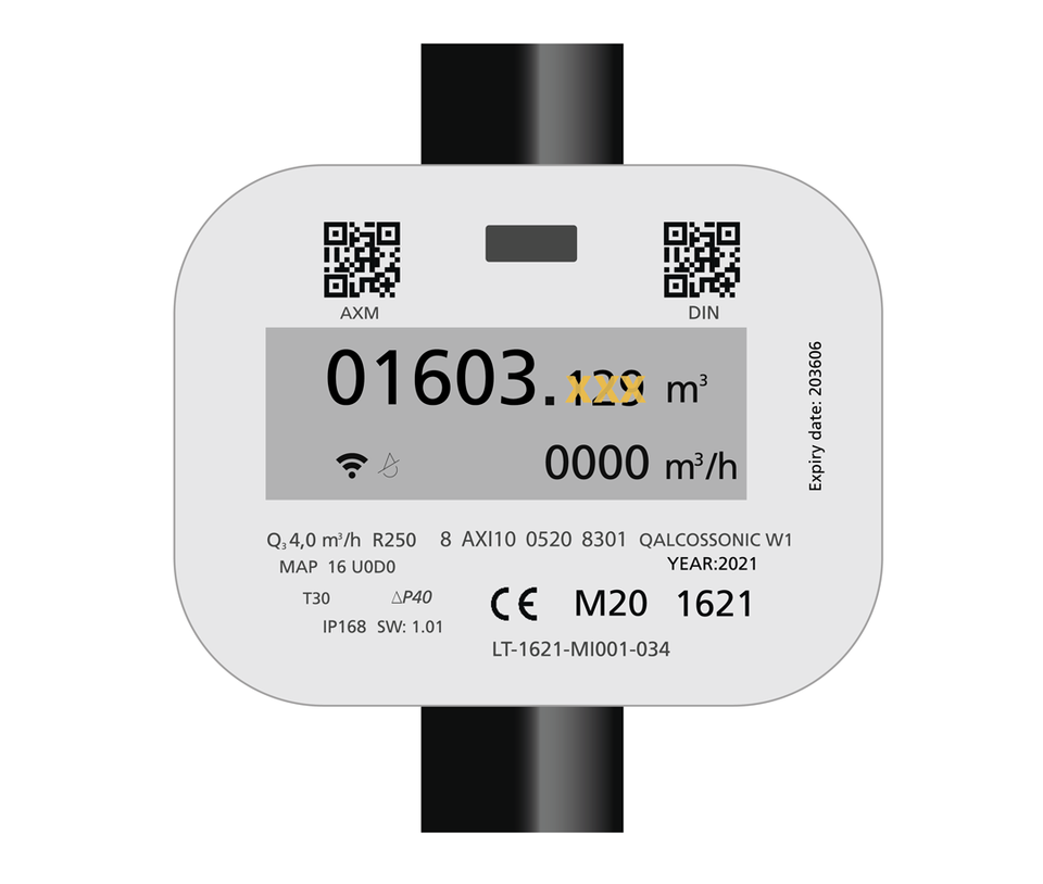 Ansicht des runden Ultraschallwasserzählers