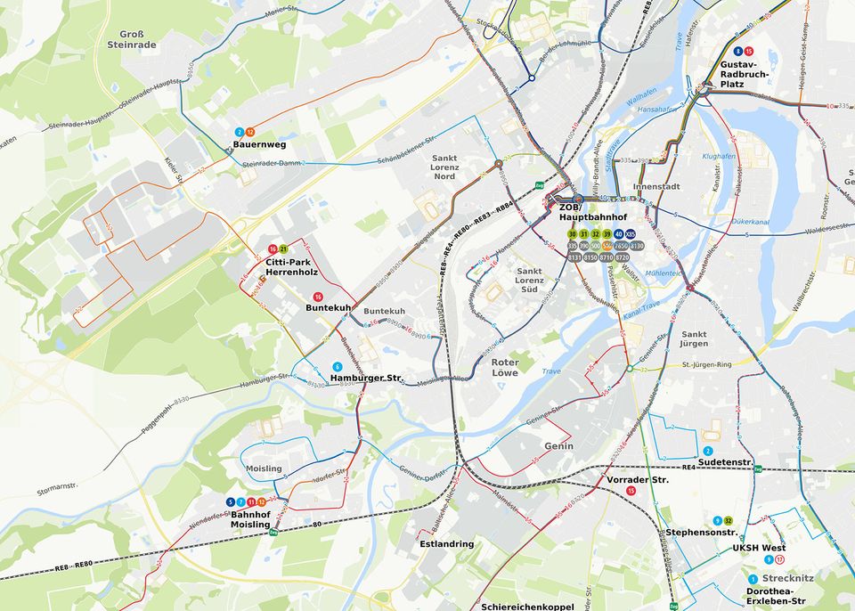 Lübecker Busnetz im Interaktiven Liniennetzplan