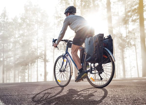Fahrrad Fahrer im Wald