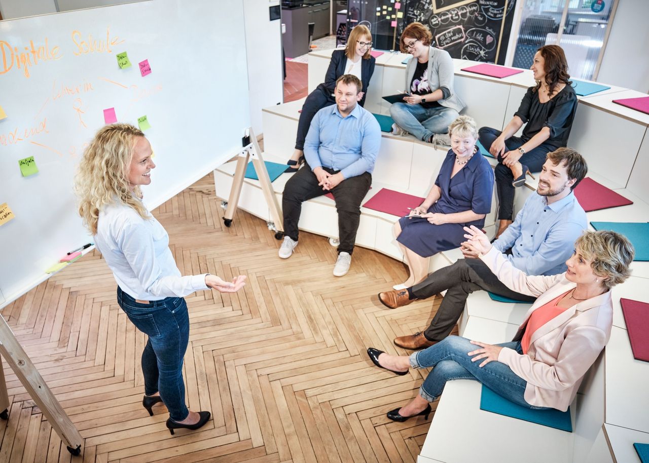 Team Meeting am Whiteboard