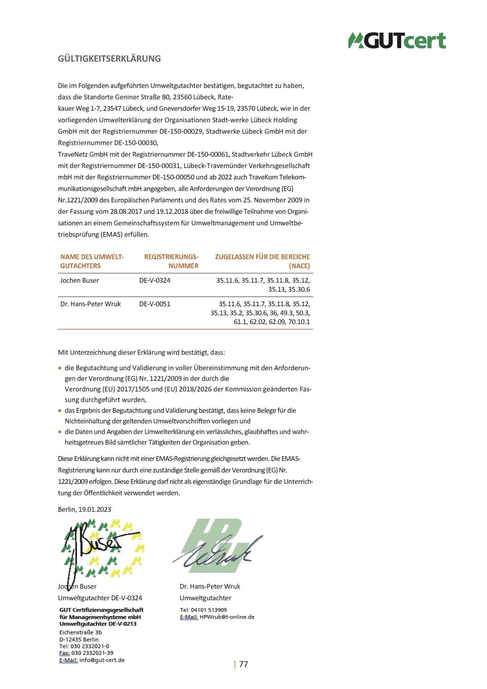 EMAS Gültigkeitserklärung 2022