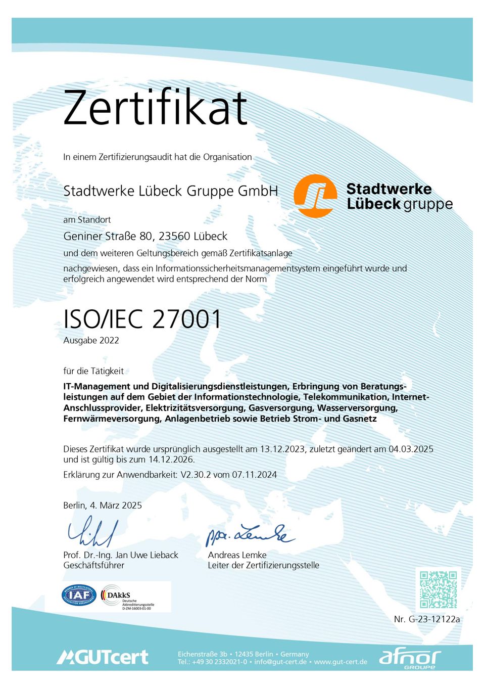 DIN EN ISO/IEC 27001 SWL Gruppe  – Seite 1