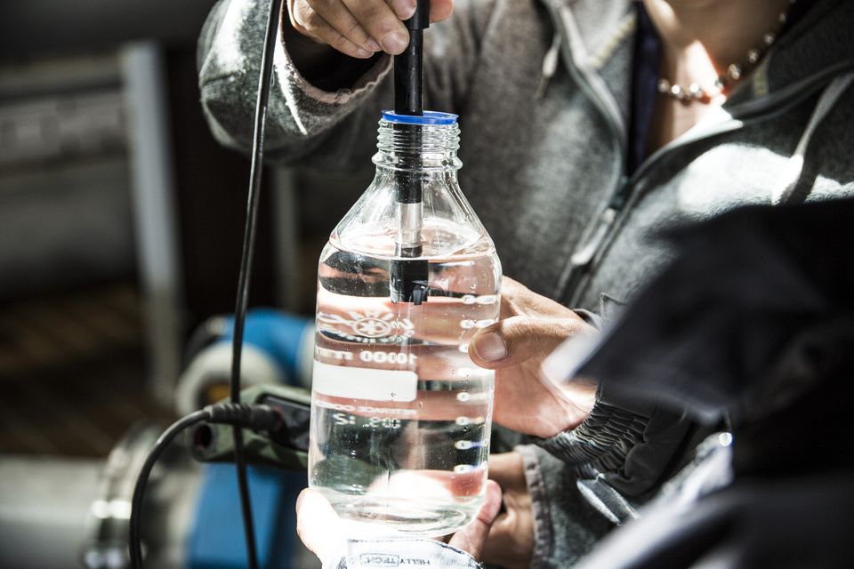 Eine Person macht eine Trinkwasseruntersuchung