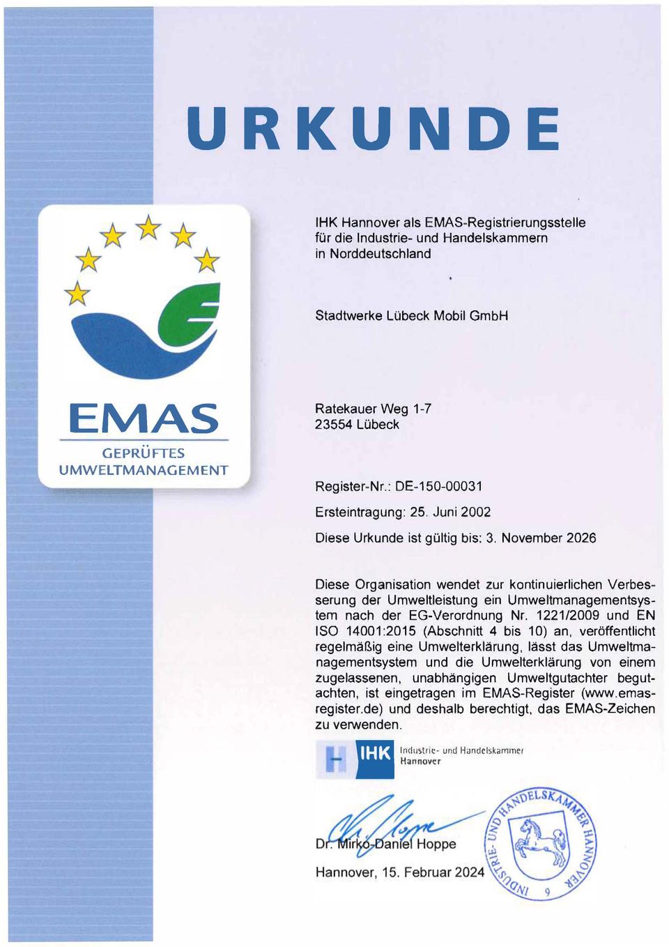 EMAS - Stadtwerke Lübeck Mobil