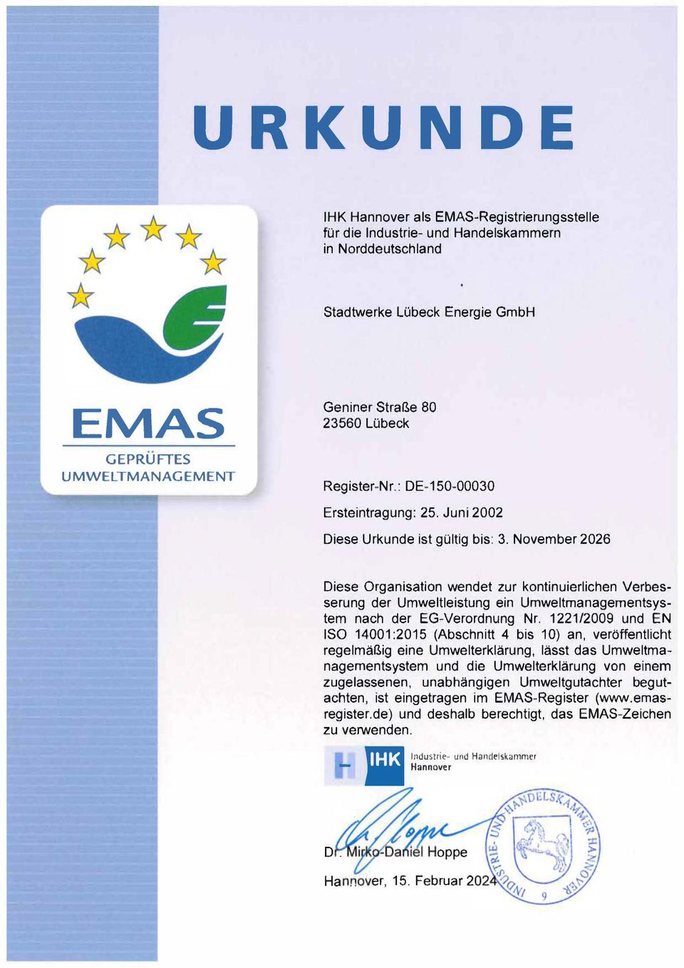 EMAS - Stadtwerke Lübeck Energie
