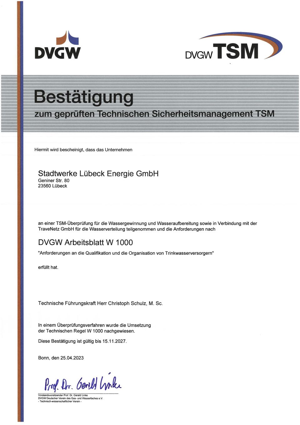 DVGW TSM SWL Energie