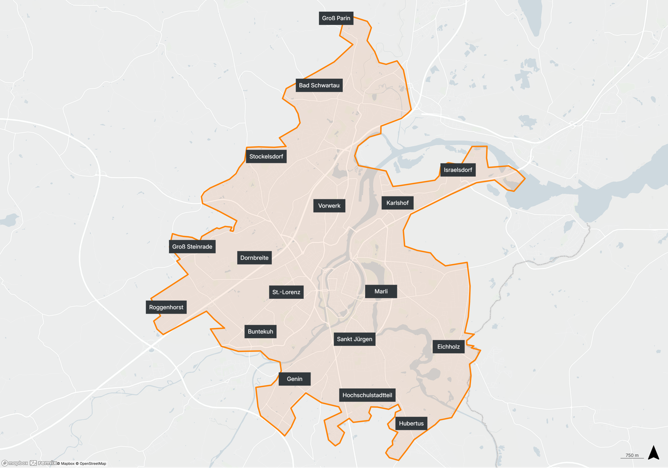 Übersicht des lümo Bediengebiets