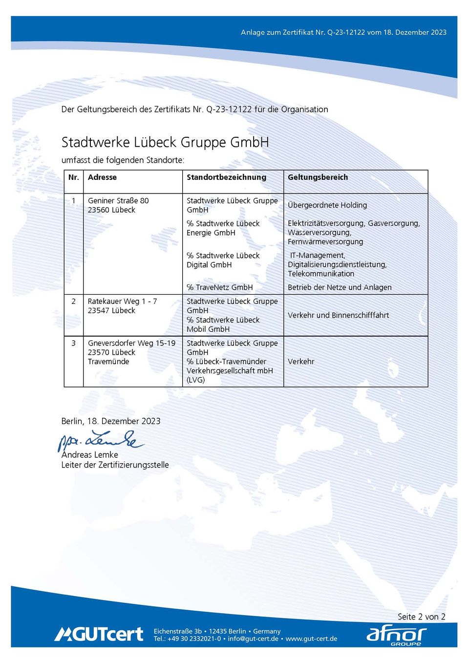 Anlage ISO 9001 SWL Gruppe