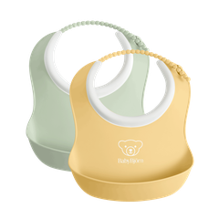 Small Baby Bib 2 pack Powder Yellow & Powder Green - BabyBjörn
