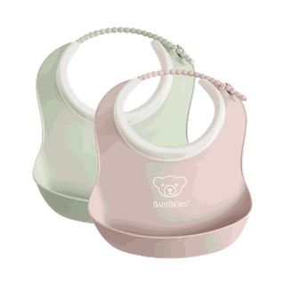 Small Baby Bib, 2-pack Powder Green / Powder Pink - BabyBjörn
