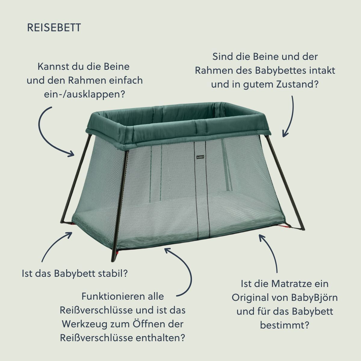Reisebett Light in Dunkelgrün - BabyBjörn