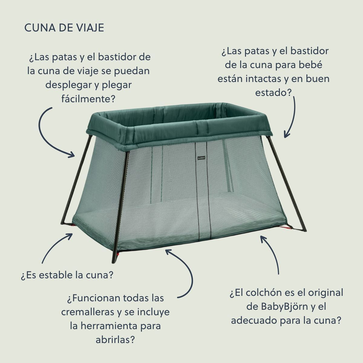 Cuna de Viaje Light - Verde - BabyBjörn