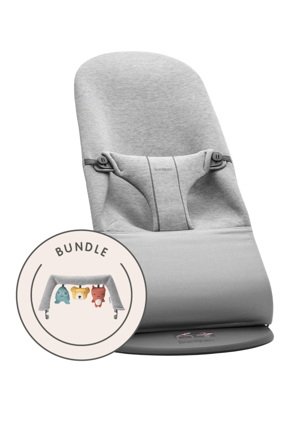 Bouncer Bundle with Toy - Light grey / 3D Jersey / Dark grey / Soft friends from Baby Bjorn