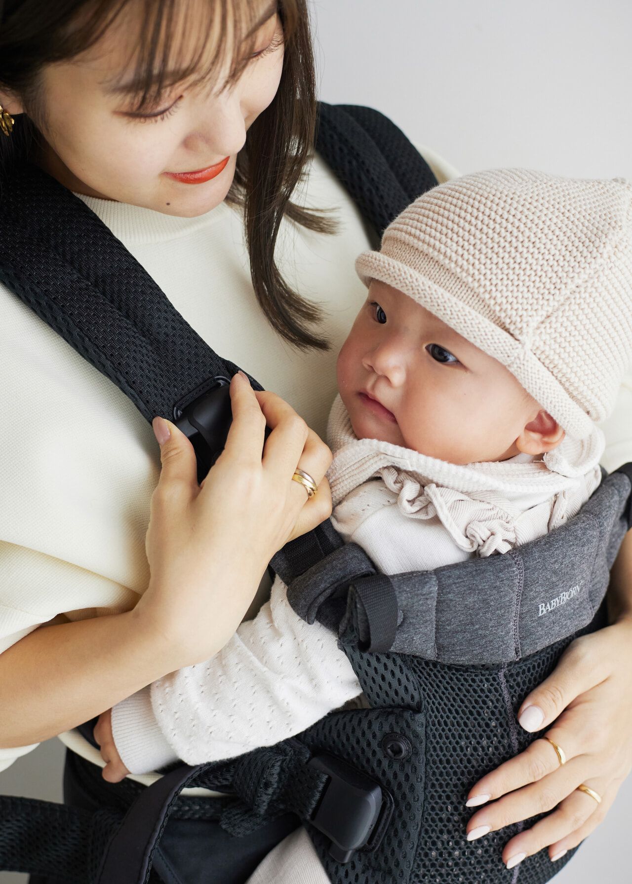 Masterpiece of BabyBjörn Baby Carrier HARMONY featuring yui with Baby