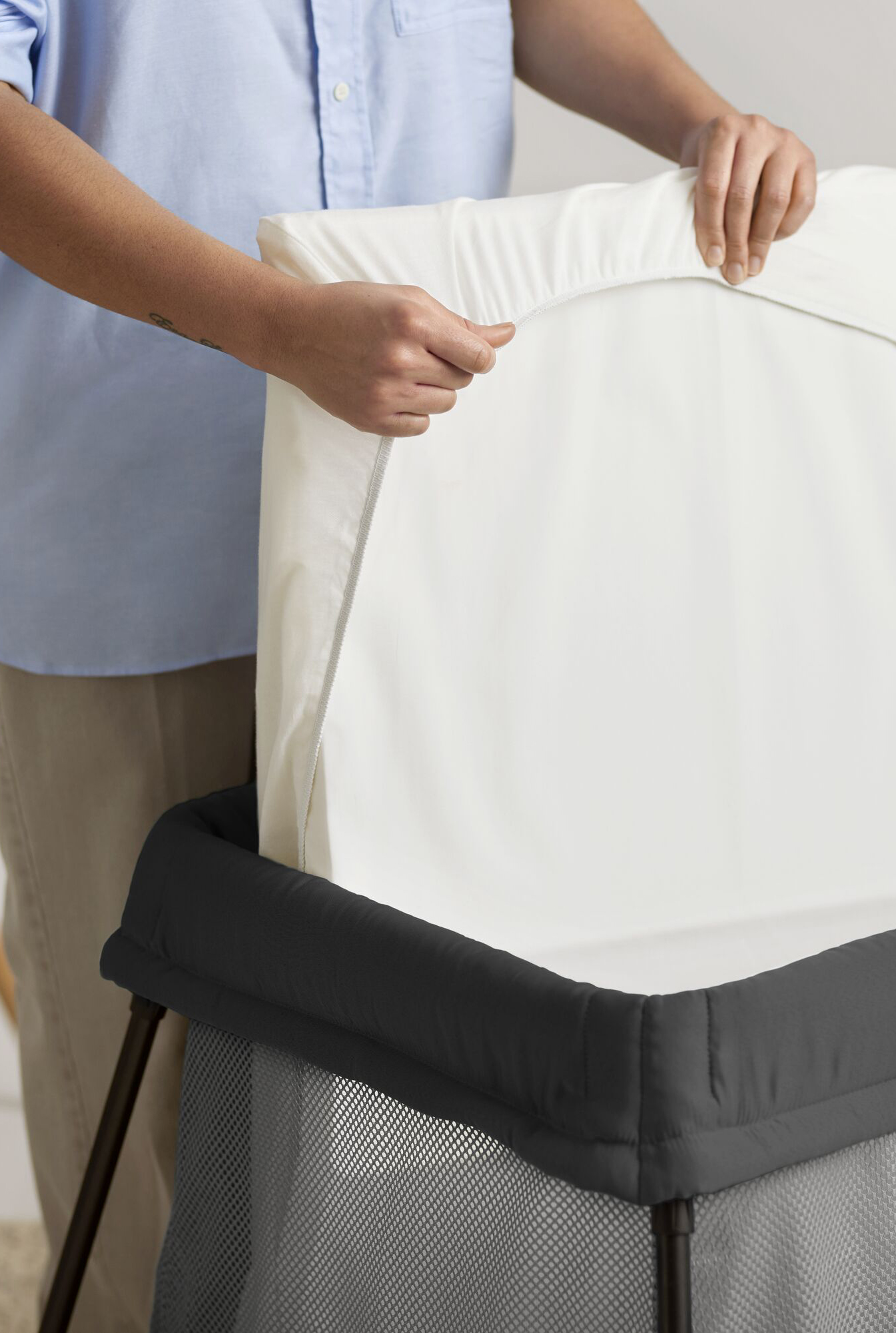 Drap-housse pour Lit Parapluie - Blanc / Coton bio (BabyBjörn) - Image 2