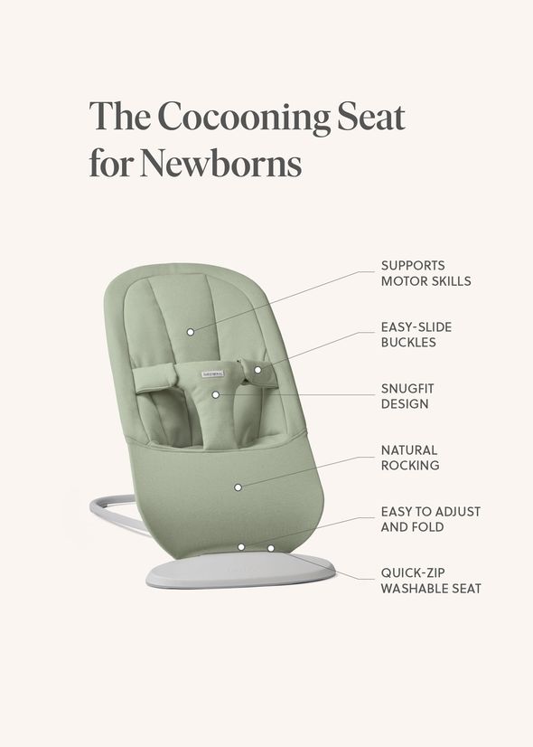Bouncer Begin in light green brushed woven - BabyBjörn