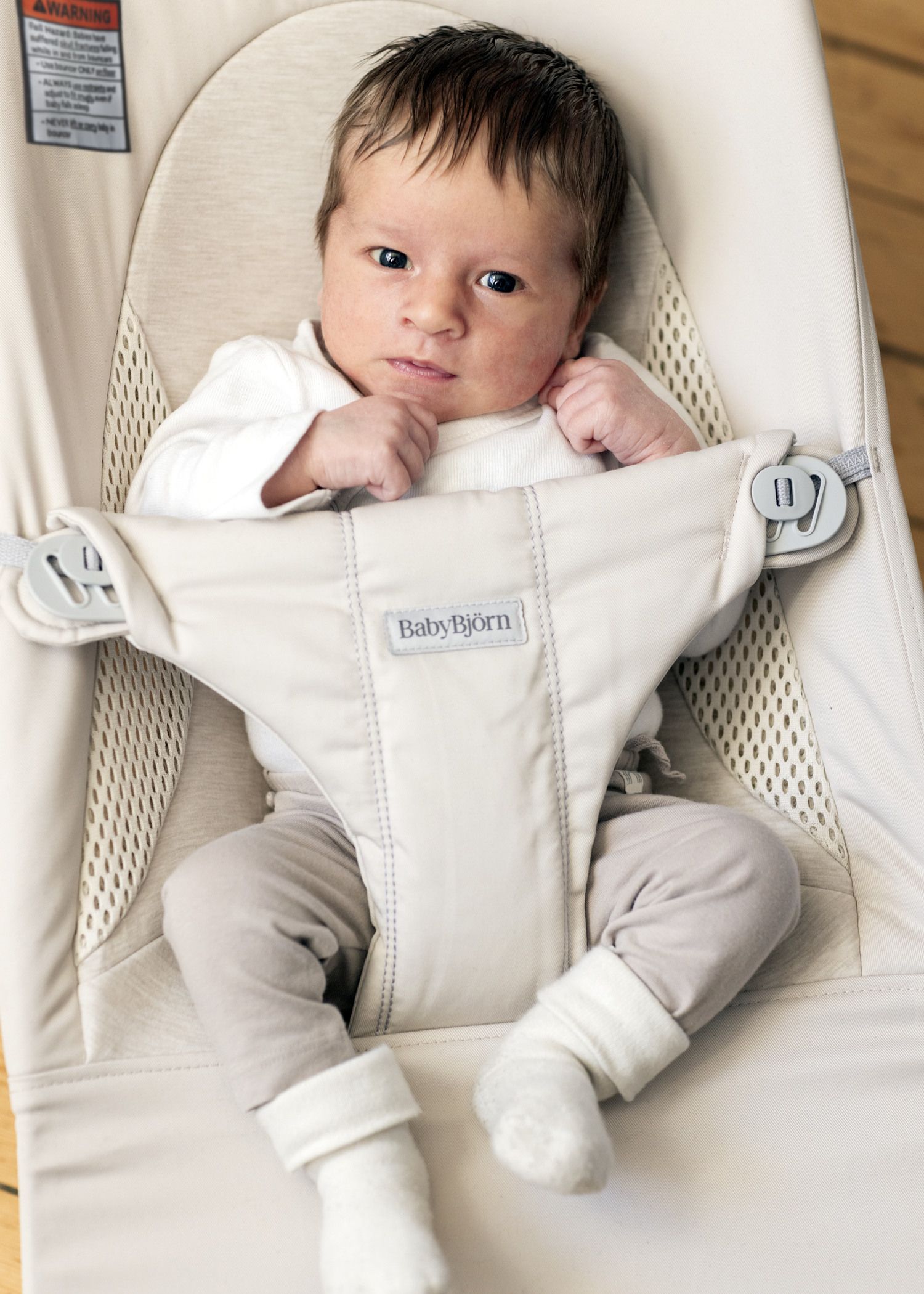 Bouncer Balance Soft in Light beige Woven/Jersey Trifabric - BabyBjörn