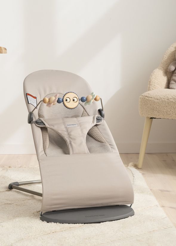 Bouncer Bliss Tri Fabric with toy Bar Googly eyes in pastel colors