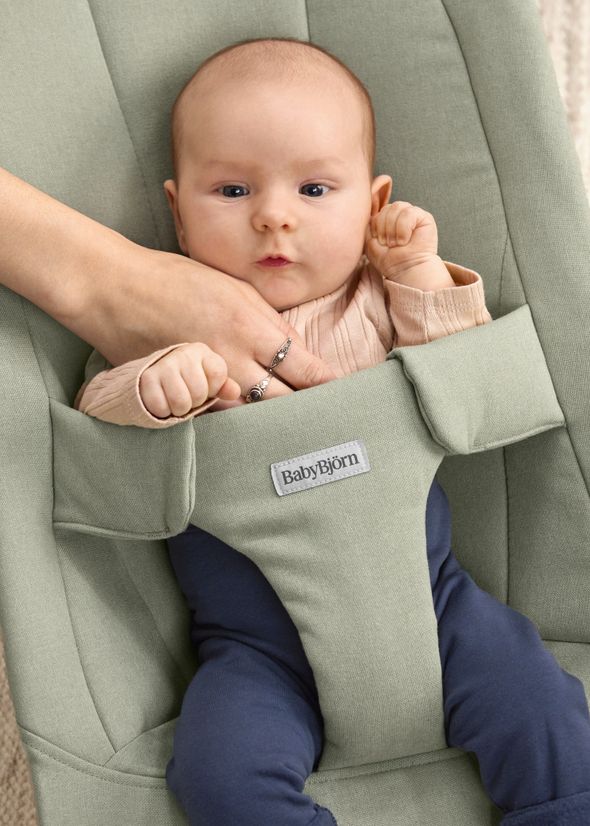 Bouncer Begin in Light green brushed woven - BabyBjörn