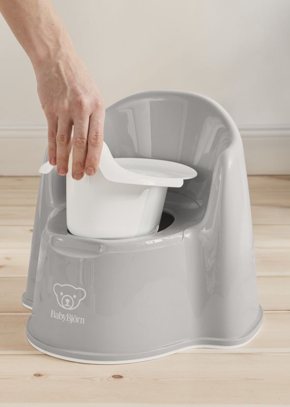 Potty Chair Gray/White with round edges and removable inner potty - BabyBjörn