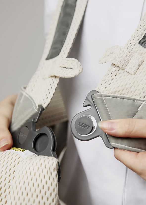 Baby Carrier Mini in cream 3D mesh with safe and easy to use hatches for individual adjustments - - BabyBjörn