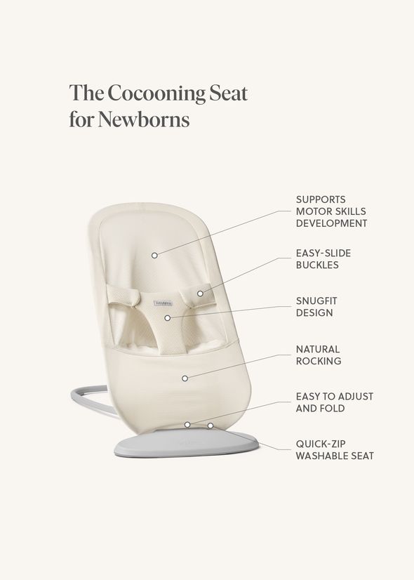 Baby Bouncer Begin in cream colored airy mesh - BabyBjörn